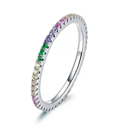 925 Sterling Silver Multicolor Zircon Finger Ring for Women - Trendy Fashion Dazzling CZ Stone Anillos jewellery Gift