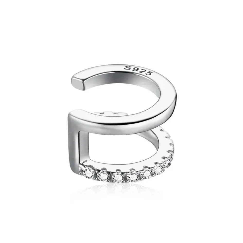 925 Sterling Silver Ear Cuff - Elegant Gold Color Clip Earrings for Women - Sce994-A