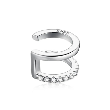 925 Sterling Silver Ear Cuff - Elegant Gold Color Clip Earrings for Women - Sce994-A