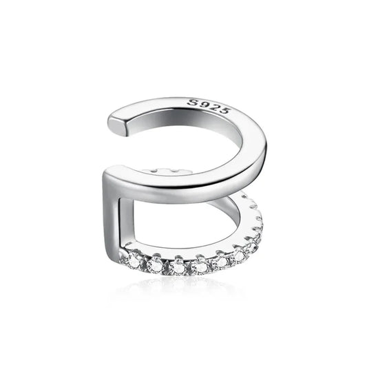 925 Sterling Silver Ear Cuff - Elegant Gold Color Clip Earrings for Women - Sce994-A