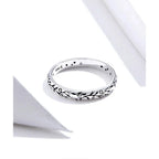 Vintage 925 Sterling Silver Embossed Pattern Ring Elegant Fine Jewelry For Women Rings