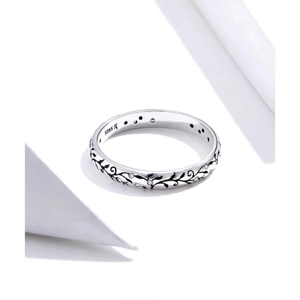 Vintage 925 Sterling Silver Embossed Pattern Ring - Elegant Fine jewellery for Women - Rings