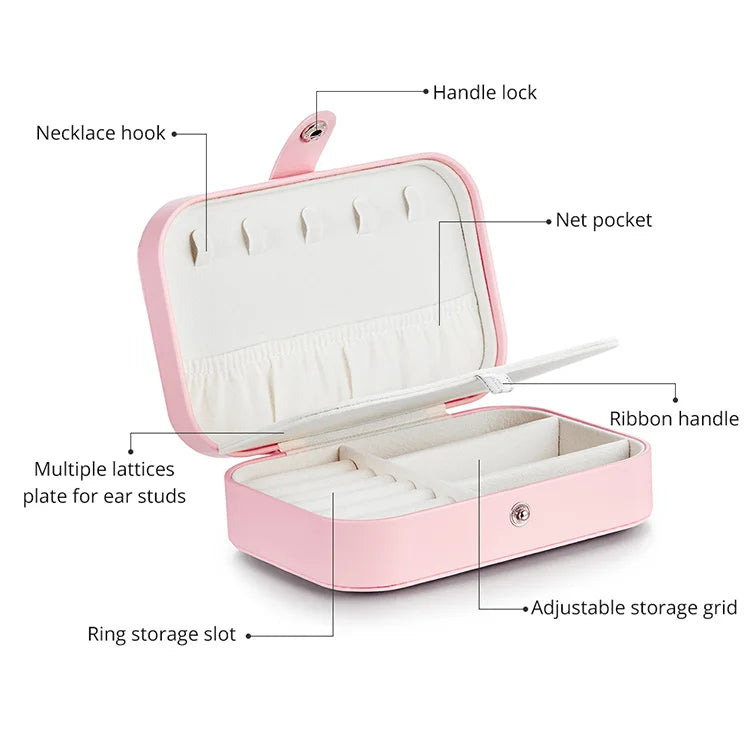 Treasure Keeper: Pink PU Leather jewellery Box for Rings Necklaces & More - Jewelry Boxes