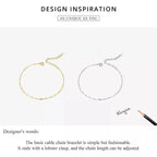 925 Sterling Silver Gold Cable Chain Bracelet | Hollow Link Women’S Fashion Jewelry Scb221 Bracelets