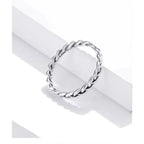 925 Sterling Silver Braided Texture Twisted Eternity Band Stackable Rings Fine Jewelry
