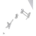 925 Sterling Silver Star And Butterfly Stud Earrings Delicate Fine Jewelry