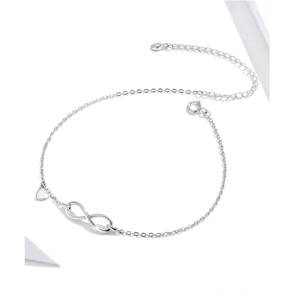 Elegant 925 Sterling Silver Infinity Chain Anklet - Trendy Summer Foot jewellery - Anklets