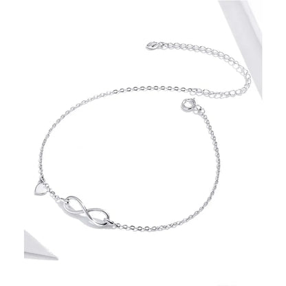 Elegant 925 Sterling Silver Infinity Chain Anklet - Trendy Summer Foot jewellery - Anklets
