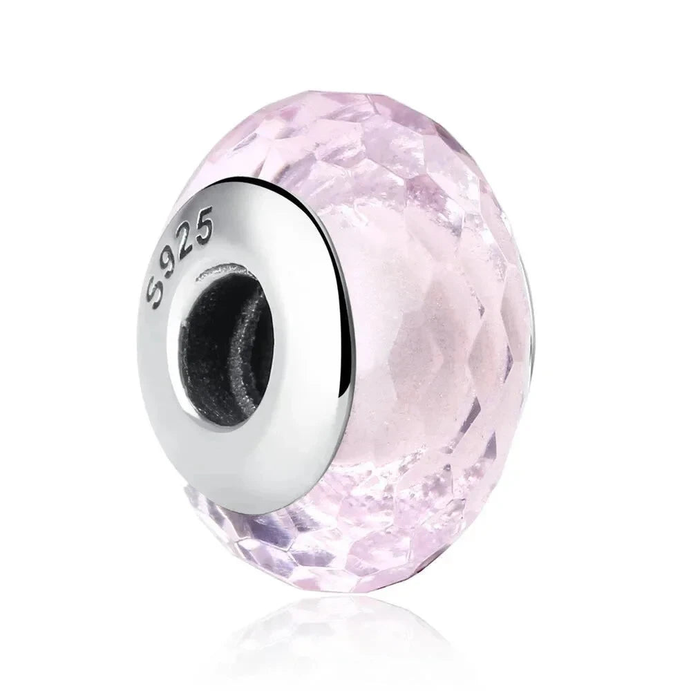 925 Sterling Silver Pink Flower Murano Glass Beads - DIY Bracelet Charms for a Festive Touch (SCZ001) - Scz005 - Bead