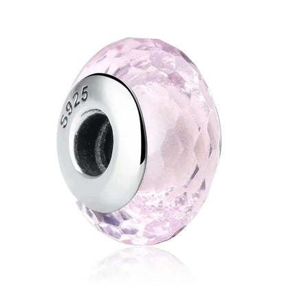925 Sterling Silver Pink Flower Murano Glass Beads - DIY Bracelet Charms for a Festive Touch (SCZ001) - Scz005 - Bead