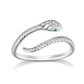 925 Sterling Silver Adjustable Snake Ring With Green Zircon Fashion Jewelry In 4 Colors Rings