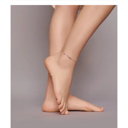 Elegant 925 Sterling Silver Infinity Chain Anklet - Trendy Summer Foot jewellery - Anklets