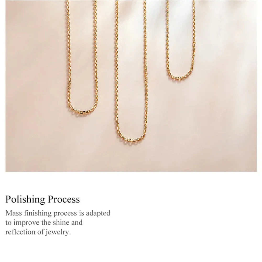 Authentic Gold Color 925 Sterling Silver Basic Cable Chain Necklace - SCA016 - Necklaces
