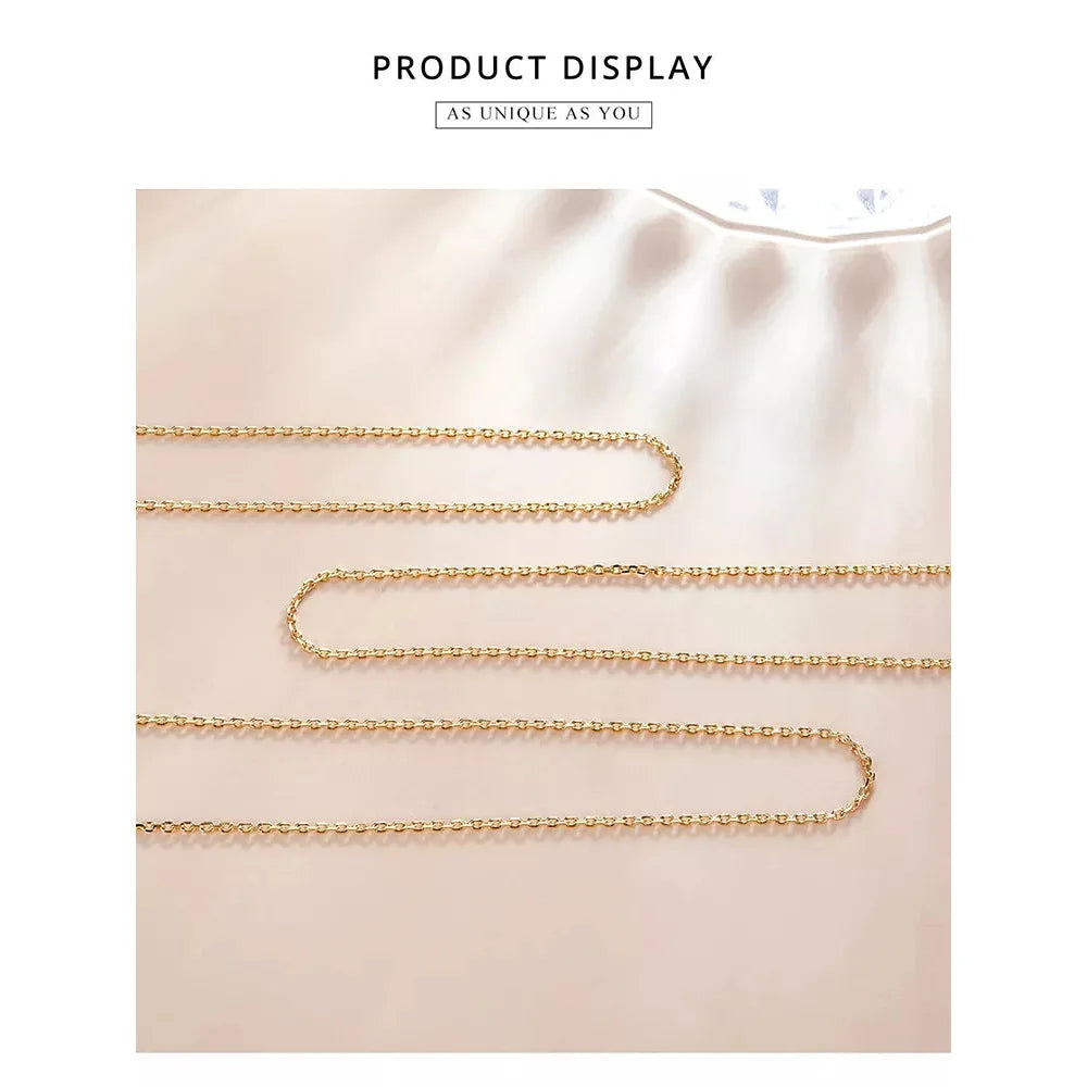 Authentic Gold Color 925 Sterling Silver Basic Cable Chain Necklace - SCA016 - Necklaces