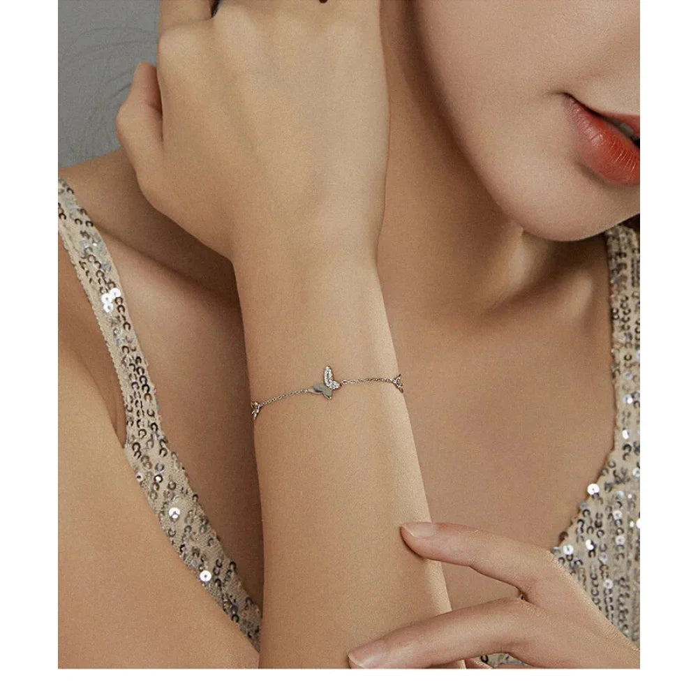 Delicate Sterling Silver Butterfly Bracelet - A Symbol of Freedom and Transformation - Bracelets