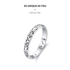 Vintage 925 Sterling Silver Embossed Pattern Ring Elegant Fine Jewelry For Women Rings