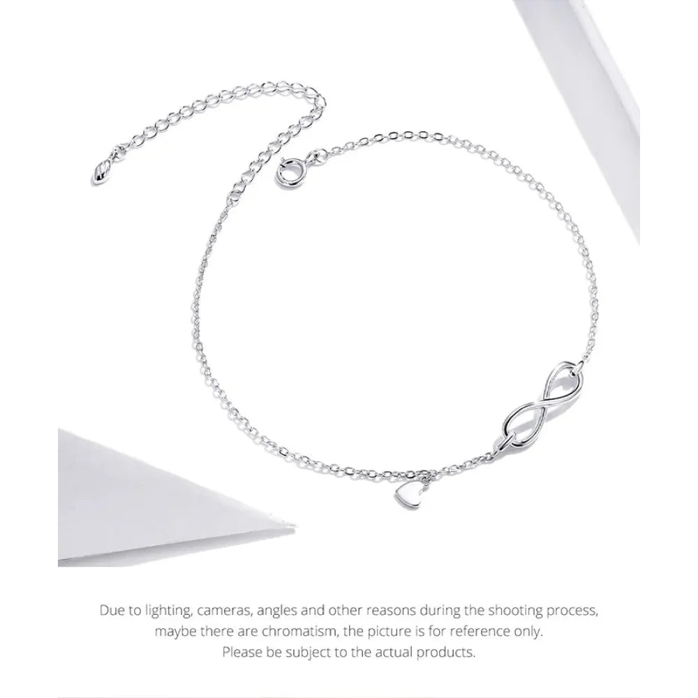 Elegant 925 Sterling Silver Infinity Chain Anklet - Trendy Summer Foot jewellery - Anklets