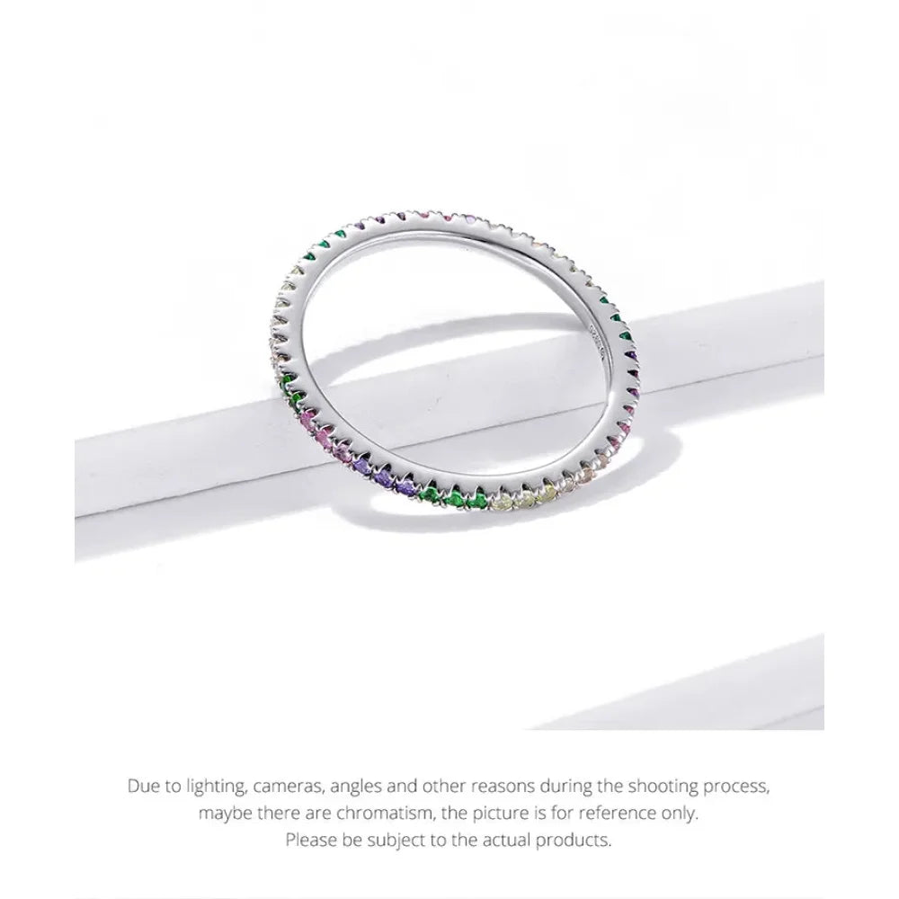 925 Sterling Silver Multicolor Zircon Finger Ring for Women - Trendy Fashion Dazzling CZ Stone Anillos jewellery Gift