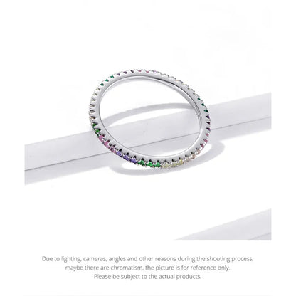 925 Sterling Silver Multicolor Zircon Finger Ring for Women - Trendy Fashion Dazzling CZ Stone Anillos jewellery Gift