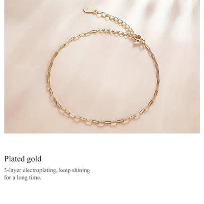 925 Sterling Silver Gold Cable Chain Bracelet | Hollow Link Women’s Fashion jewellery SCB221 - Bracelets