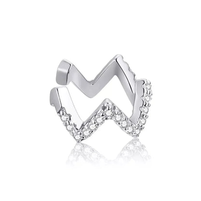 925 Sterling Silver Ear Cuff - Elegant Gold Color Clip Earrings for Women - Zigzag