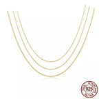 Authentic Gold Color 925 Sterling Silver Basic Cable Chain Necklace Sca016 Necklaces