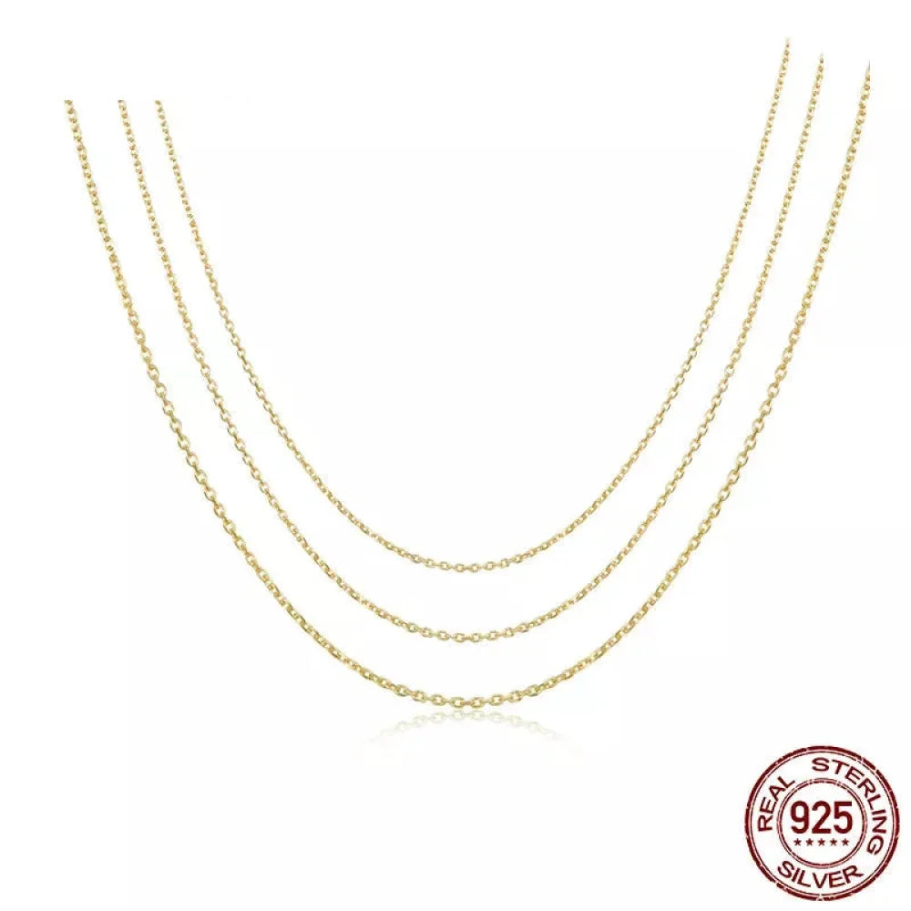 Authentic Gold Color 925 Sterling Silver Basic Cable Chain Necklace - SCA016 - Necklaces