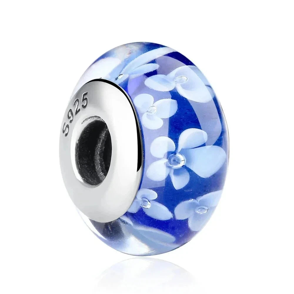 925 Sterling Silver Pink Flower Murano Glass Beads - DIY Bracelet Charms for a Festive Touch (SCZ001) - Scz006 - Bead