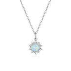 925 Sterling Silver White Opal Sun Pendant Necklace Apollo Chain for Women Necklaces