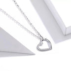 Genuine 925 Sterling Silver The Shape Of Love Chain Necklace For Women Fine Jewelry 18.11’’ Collar Necklaces