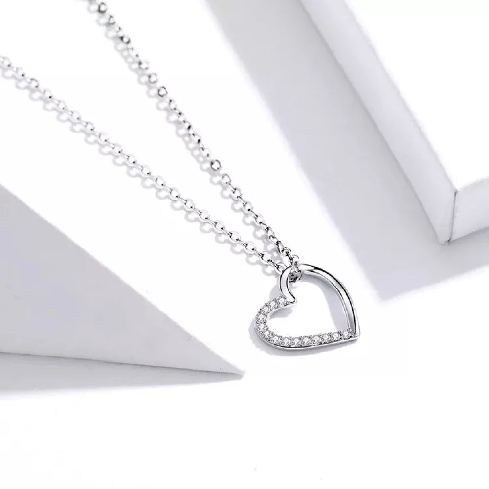 Genuine 925 Sterling Silver The Shape of Love Chain Necklace for Women - Fine jewellery 18.11’’ Collar - Necklaces
