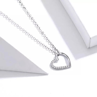 Genuine 925 Sterling Silver The Shape of Love Chain Necklace for Women - Fine jewellery 18.11’’ Collar - Necklaces
