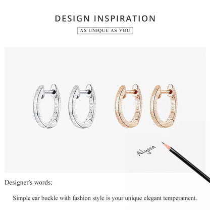 Genuine Sterling Silver Hoop Earrings - Elegant Rose Gold Color - Women’s Fashion jewellery SCE808