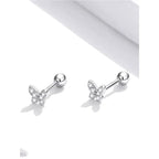 925 Sterling Silver Star And Butterfly Stud Earrings Delicate Fine Jewelry