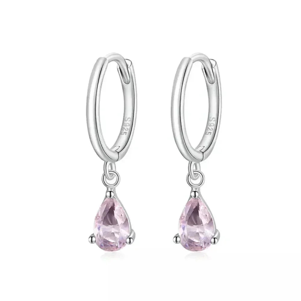 Exquisite Ishwar Water Drop Earrings | 925 Sterling Silver | 4 Colors | Statement Jewelry Sce1018 Pink