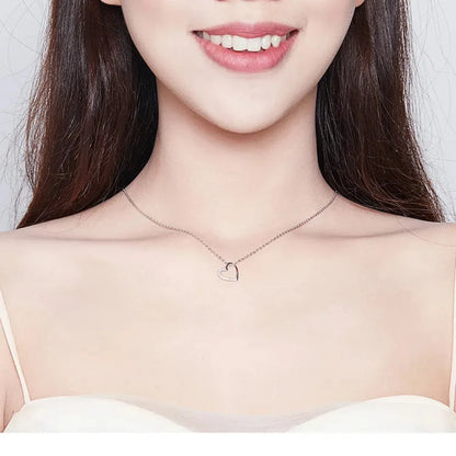 Genuine 925 Sterling Silver The Shape of Love Chain Necklace for Women - Fine jewellery 18.11’’ Collar - Necklaces