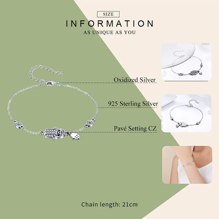 Protective Sterling Silver Lobster Clasp Blue Evil Eye Charm Bracelet - Bracelets