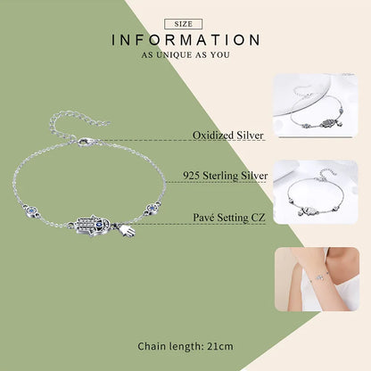 Protective Sterling Silver Lobster Clasp Blue Evil Eye Charm Bracelet - Bracelets
