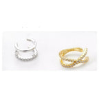 925 Sterling Silver Ear Cuff Elegant Gold Color Clip Earrings For Women