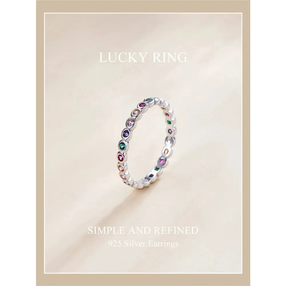 925 Sterling Silver Multicolor Zircon Finger Ring for Women - Trendy Fashion Dazzling CZ Stone Anillos jewellery Gift