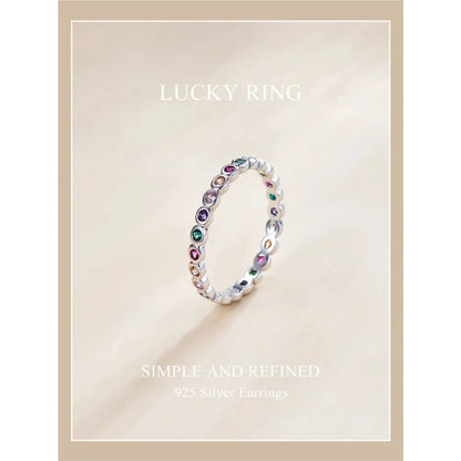 925 Sterling Silver Multicolor Zircon Finger Ring for Women - Trendy Fashion Dazzling CZ Stone Anillos jewellery Gift