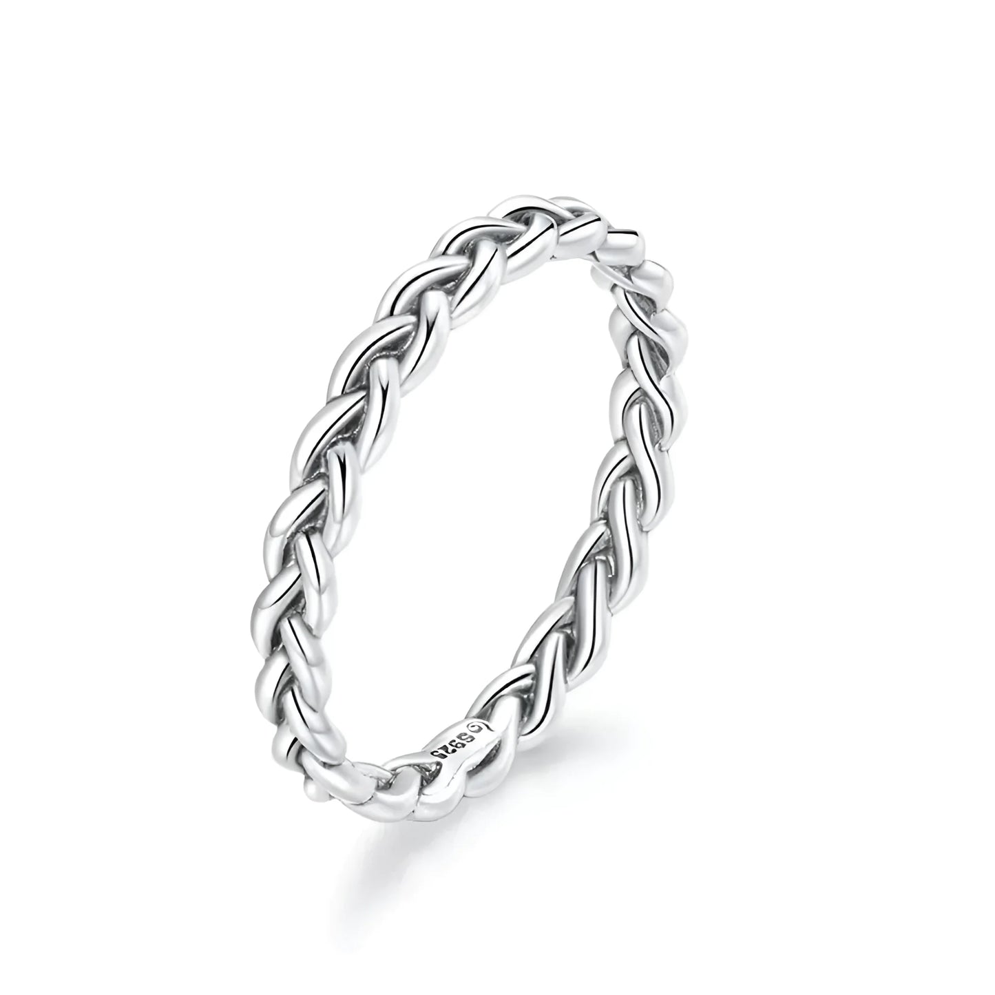 925 Sterling Silver Braided Texture Twisted Eternity Band Stackable Rings - Fine jewellery - Thick / 6