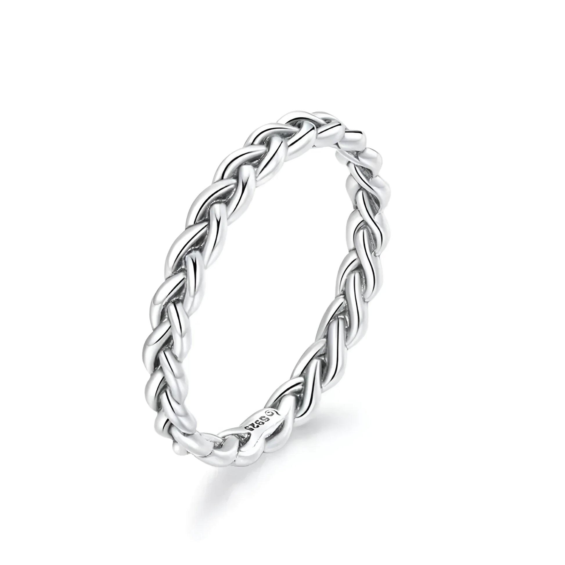 925 Sterling Silver Braided Texture Twisted Eternity Band Stackable Rings - Fine jewellery - Thick / 6