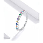 925 Sterling Silver Multicolor Zircon Finger Ring for Women Trendy Fashion Dazzling CZ Stone Anillos jewelry Gift Rings