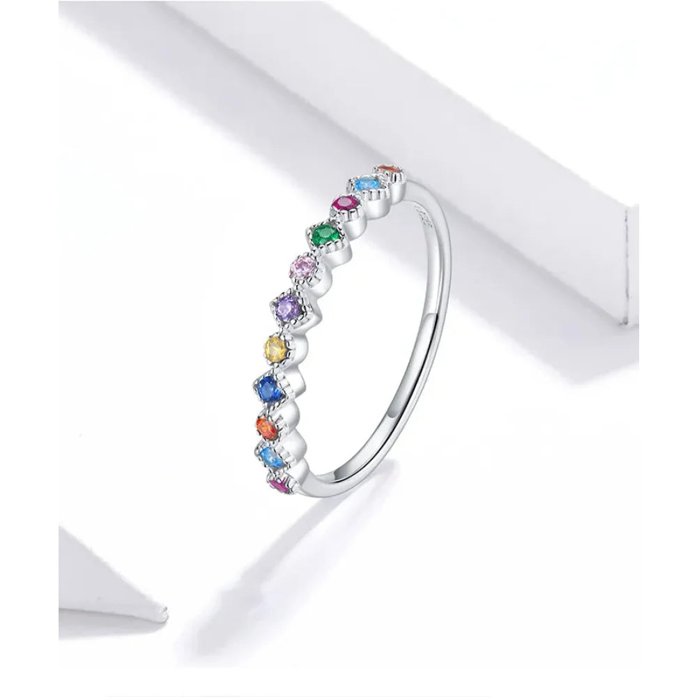 925 Sterling Silver Multicolor Zircon Finger Ring for Women - Trendy Fashion Dazzling CZ Stone Anillos jewellery Gift