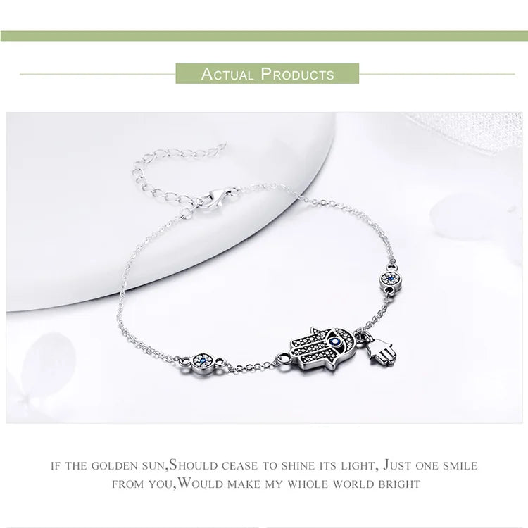 Protective Sterling Silver Lobster Clasp Blue Evil Eye Charm Bracelet - Bracelets