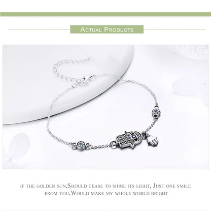Protective Sterling Silver Lobster Clasp Blue Evil Eye Charm Bracelet - Bracelets