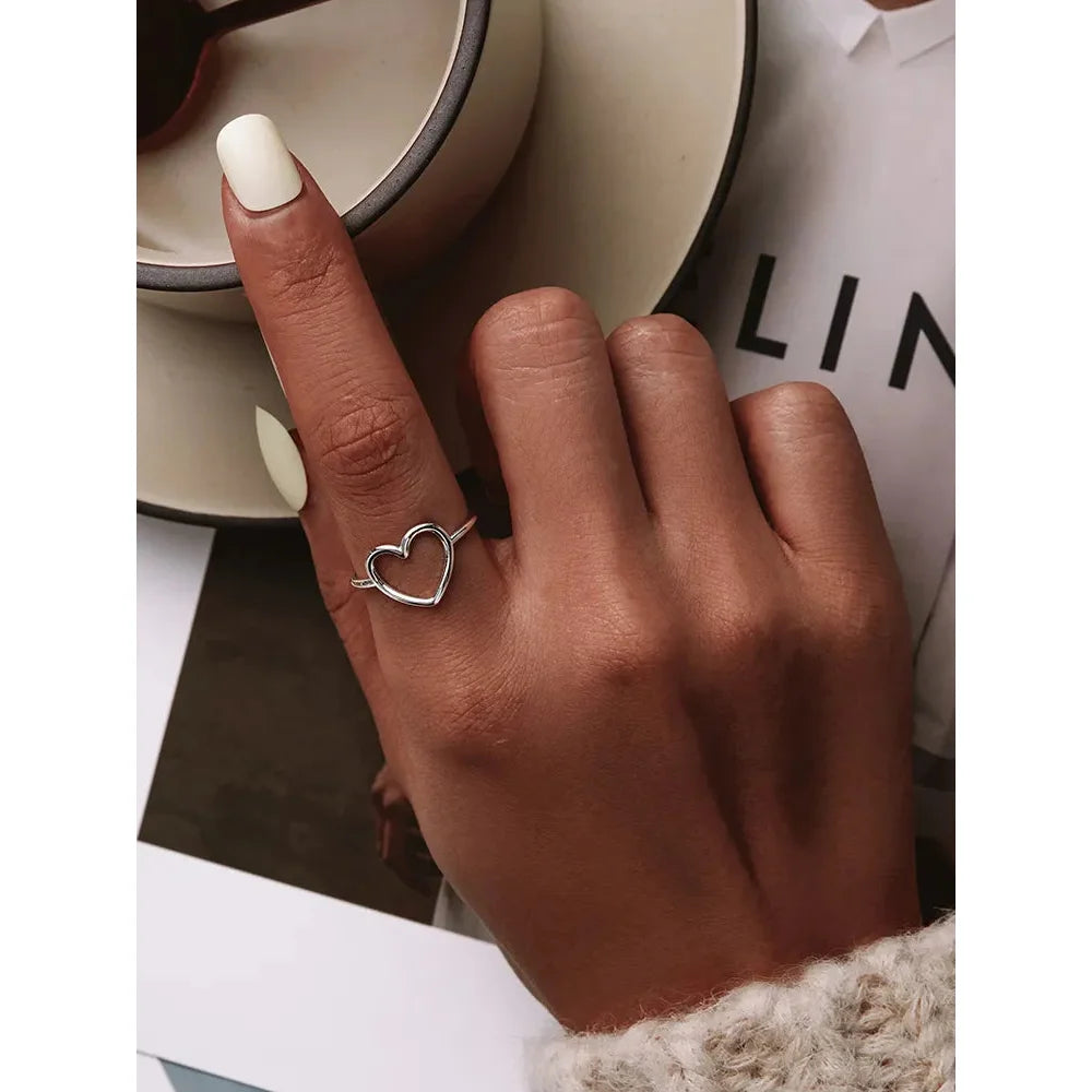 Exquisite 925 Sterling Silver Heart Rings for Women - Romantic Statement jewellery