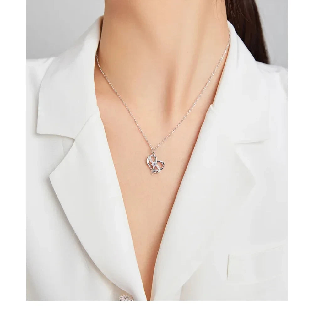 Sterling Silver Forever Love Heart Pendant Necklace With Cubic Zirconia Women’S Necklaces