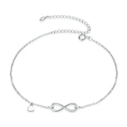 Elegant 925 Sterling Silver Infinity Chain Anklet Trendy Summer Foot Jewelry Anklets